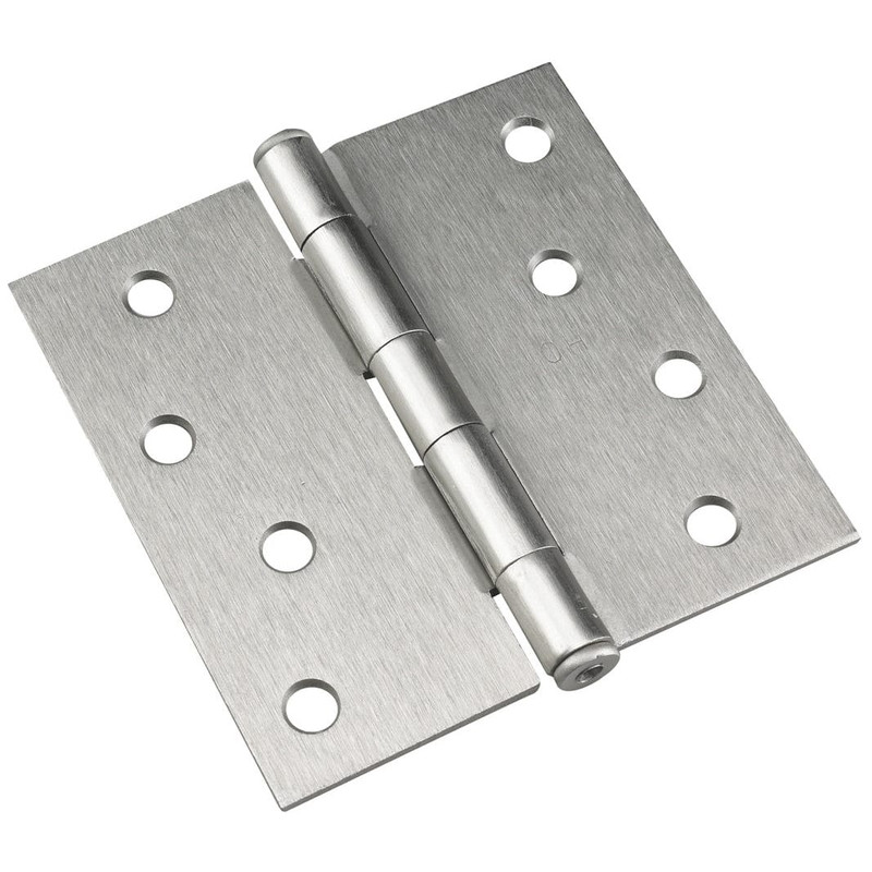 Full Mortise Butt Hinge - Size:4" - Finish:Brushed Nickel - Corner Type:Square Corner